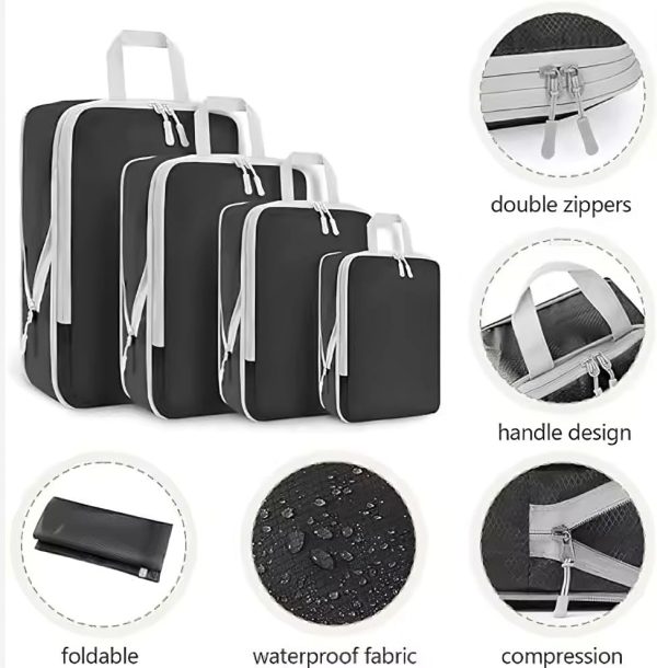 8-Piece Travel Packing Cubes Set, Black and White - Image 3