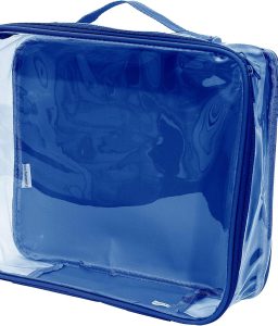 Medium Clear Travel Packing Cube/See-Through Clothes Organizer for Carry on & Checked Suitcase, RV or Camping/Transparent Storage Cell/Doll Storage/Game Day Stadium Approved (Royal Blue)