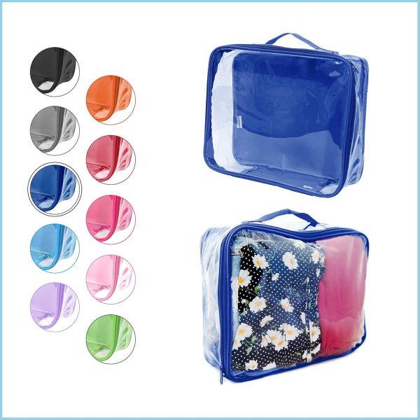Medium Clear Travel Packing Cube/See-Through Clothes Organizer for Carry on & Checked Suitcase, RV or Camping/Transparent Storage Cell/Doll Storage/Game Day Stadium Approved (Royal Blue) - Image 2