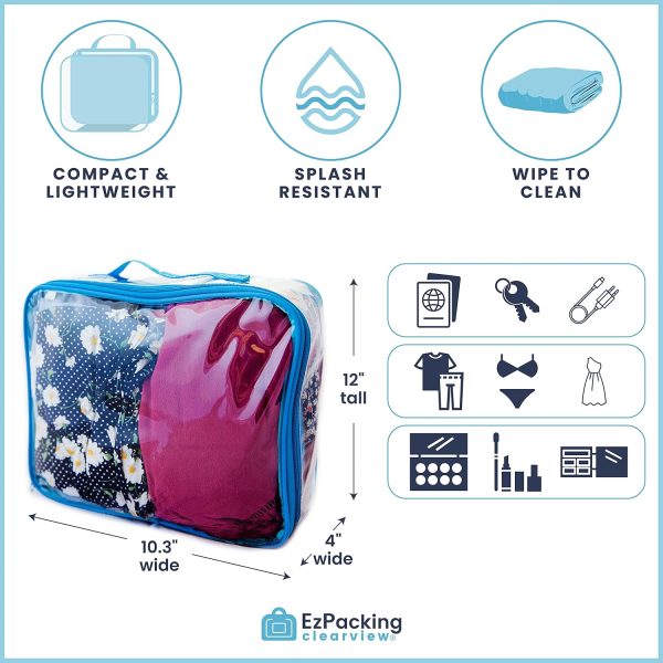 Medium Clear Travel Packing Cube/See-Through Clothes Organizer for Carry on & Checked Suitcase, RV or Camping/Transparent Storage Cell/Doll Storage/Game Day Stadium Approved (Royal Blue) - Image 4