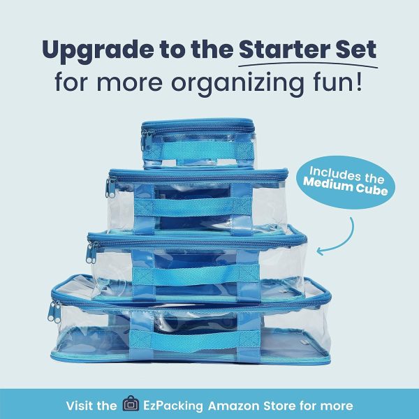 Medium Clear Travel Packing Cube/See-Through Clothes Organizer for Carry on & Checked Suitcase, RV or Camping/Transparent Storage Cell/Doll Storage/Game Day Stadium Approved (Royal Blue) - Image 6