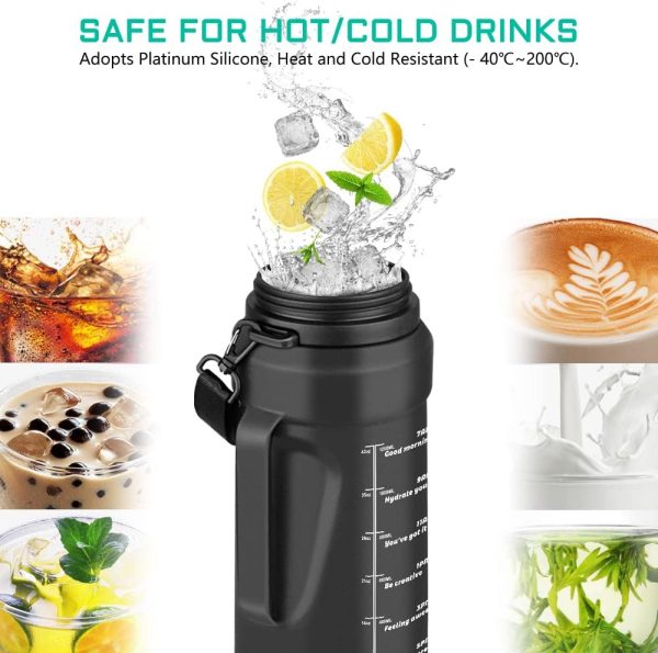 Nefeeko Collapsible Water Bottles, 1.5L Reusable Collapsible Water Bottle for Travel Leakproof, BPA Free Foldable Silicone Water Bottles with Straw for Traveling Sport Gym Camping Hiking - Image 5