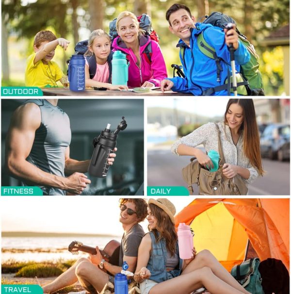 Nefeeko Collapsible Water Bottles, 1.5L Reusable Collapsible Water Bottle for Travel Leakproof, BPA Free Foldable Silicone Water Bottles with Straw for Traveling Sport Gym Camping Hiking - Image 6