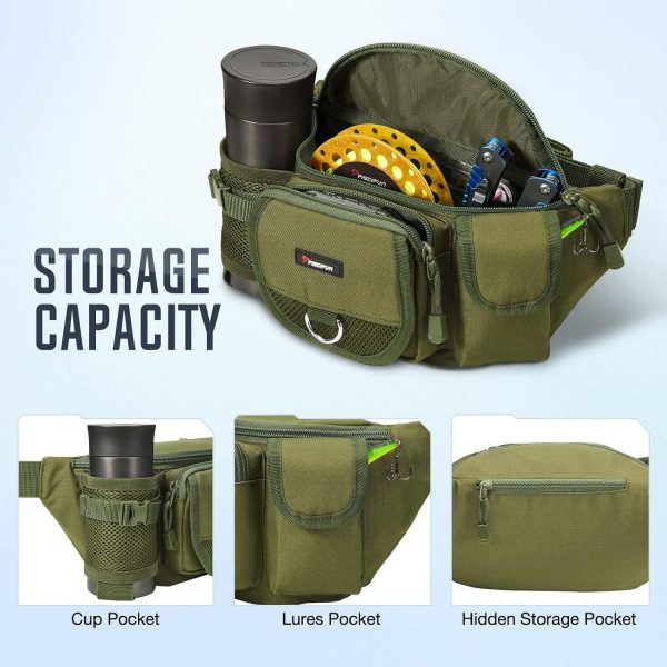Piscifun Fishing Fanny Tackle Bag with Adjustable Waist Strap, Small Fishing Bag - Image 3