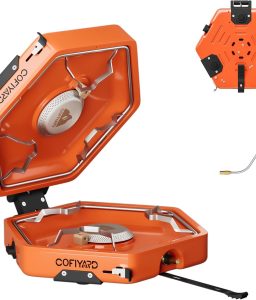 Propane 2 Burner Camping Stove with Carrying Bag, Portable Folding Gas Stove for Camping, Backpacking Camp Stove for Outdoor Cooking, With 17,000 BTU Adjustable Burners for BBQ, Tailgating